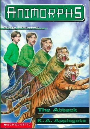 animorphs book cover of a boy slowly fading into a tiger