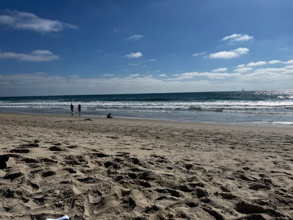 A glare filled snapshot of the beach