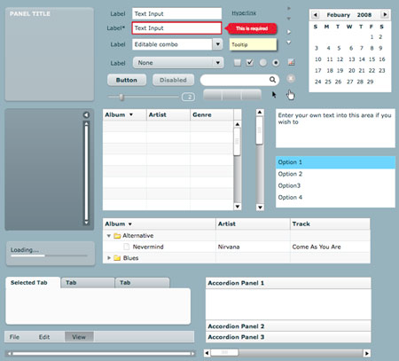 Screenshot of all the UI widgets in Flex