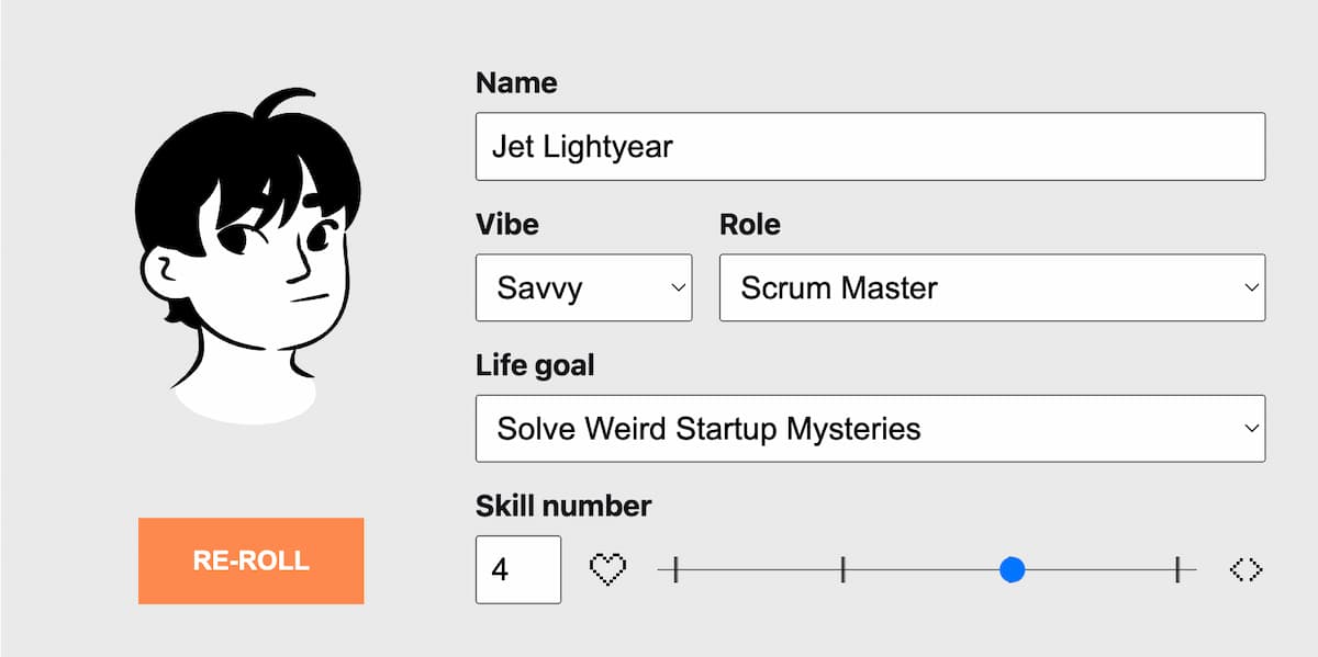 A character creator tool for hard code soft skills