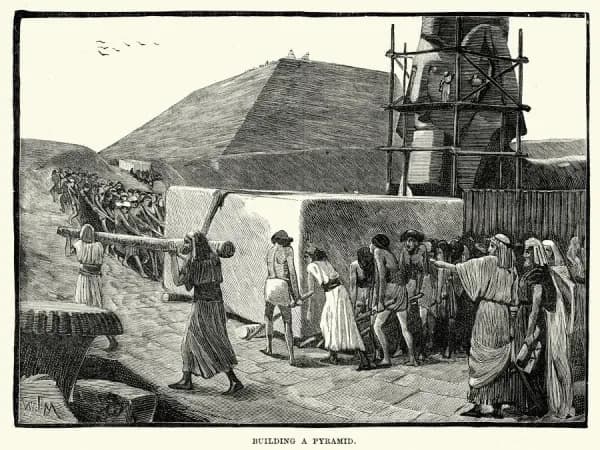 1890s engraving of slaves building a pyramid