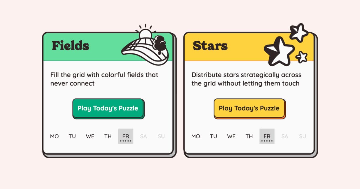 the cute and adorable launch buttons for Inkwell Games' games Stars and Fields