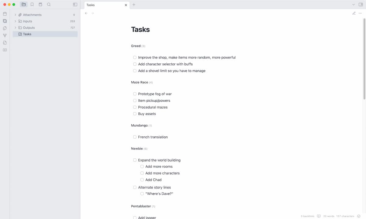 a todo list where a list of projects have one to three to-do items listed below